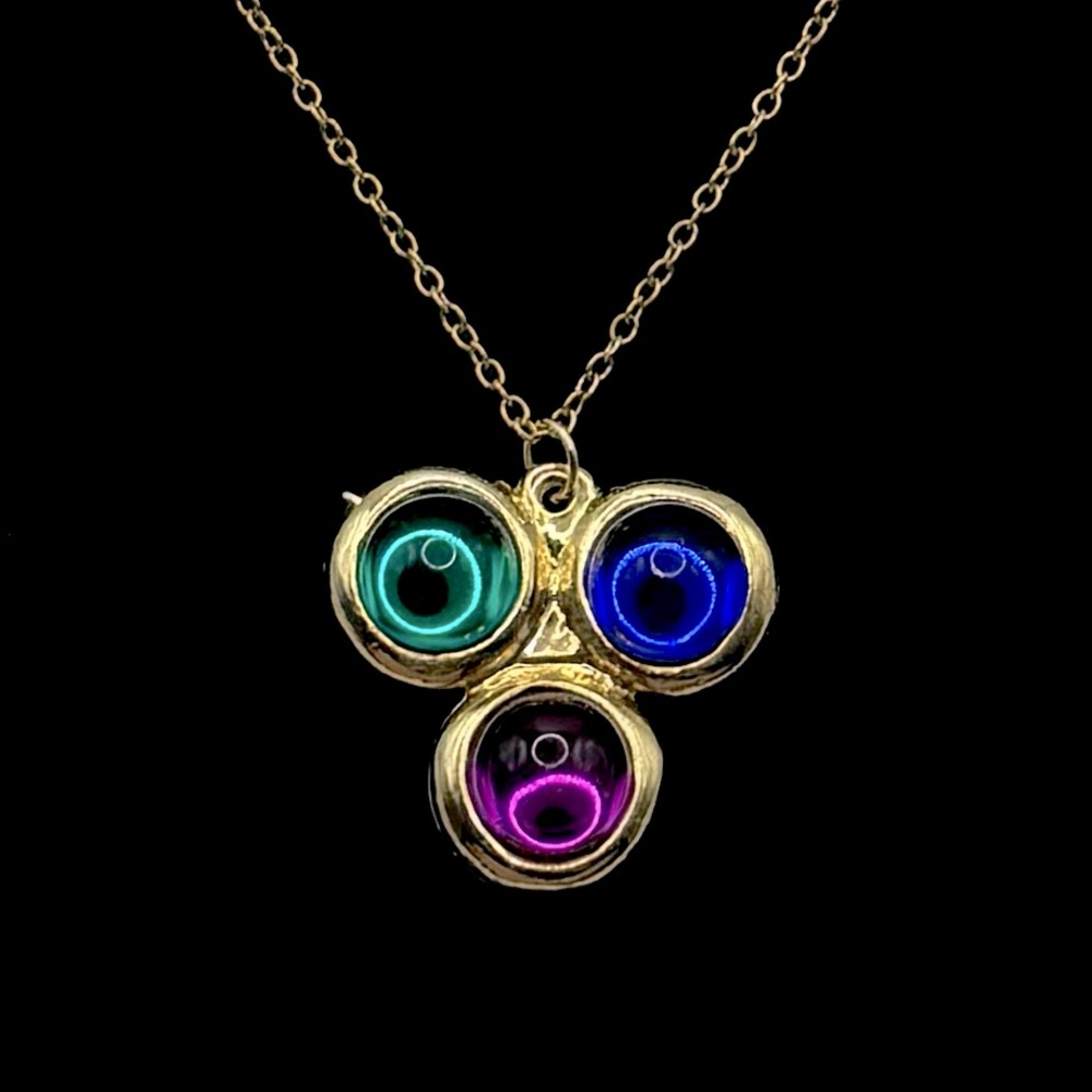VINTAGE 90s Triple Glass Cabochon Pendant Necklace